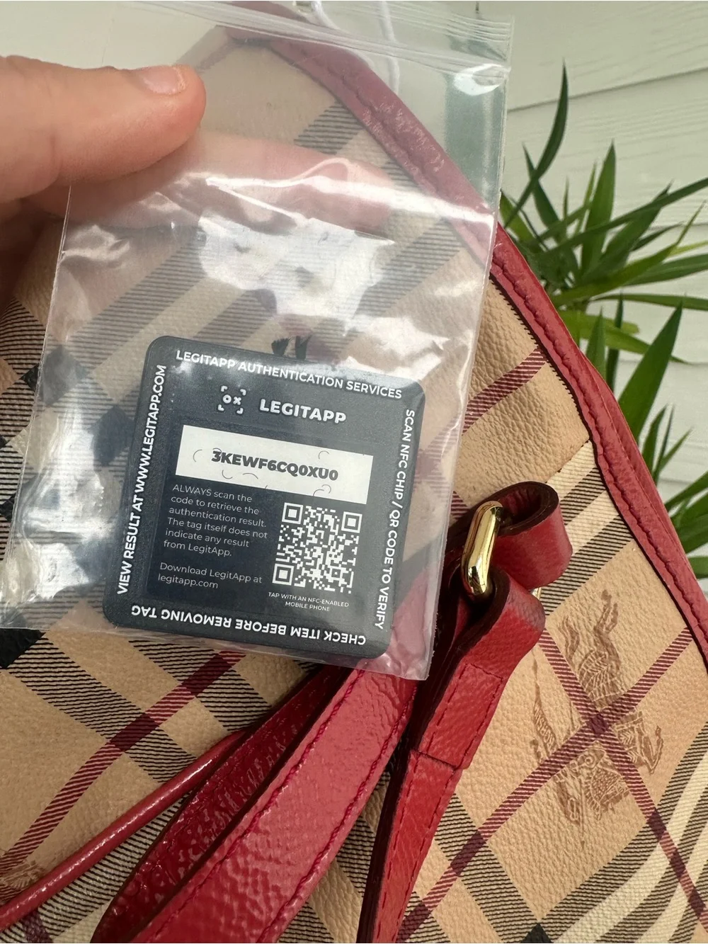 Burberry Red Trim Check Tote Bag